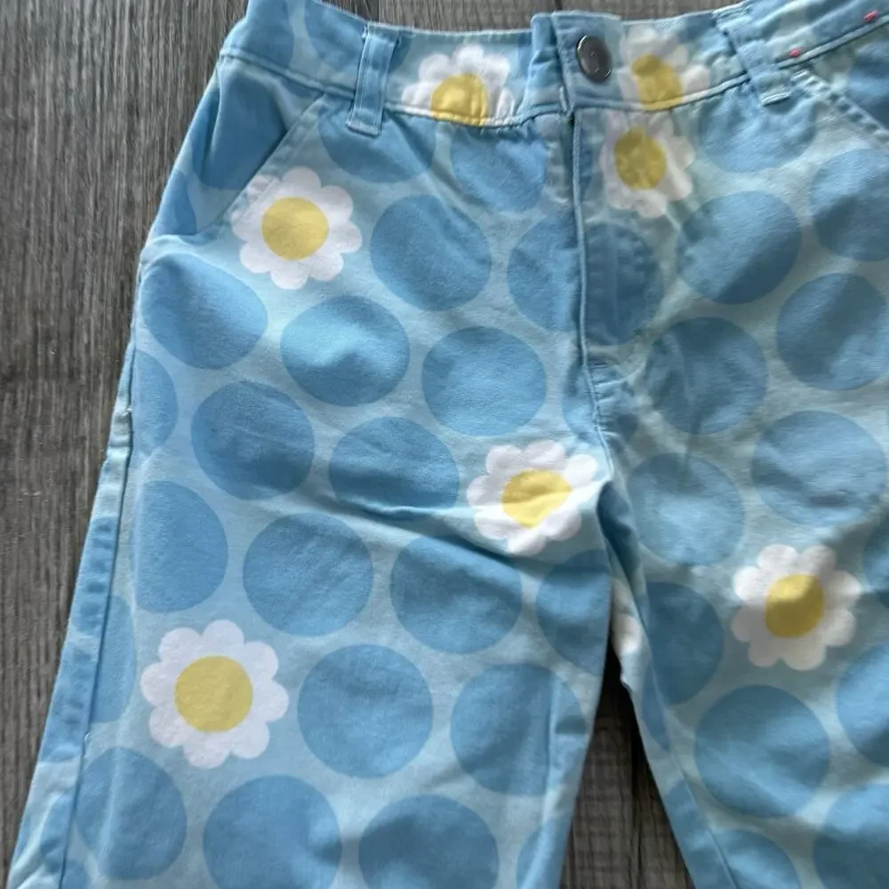 Y2K Gymboree Pop of Daisies Blue Bermuda Daisy Shorts Size 10 Retro Polka Dot